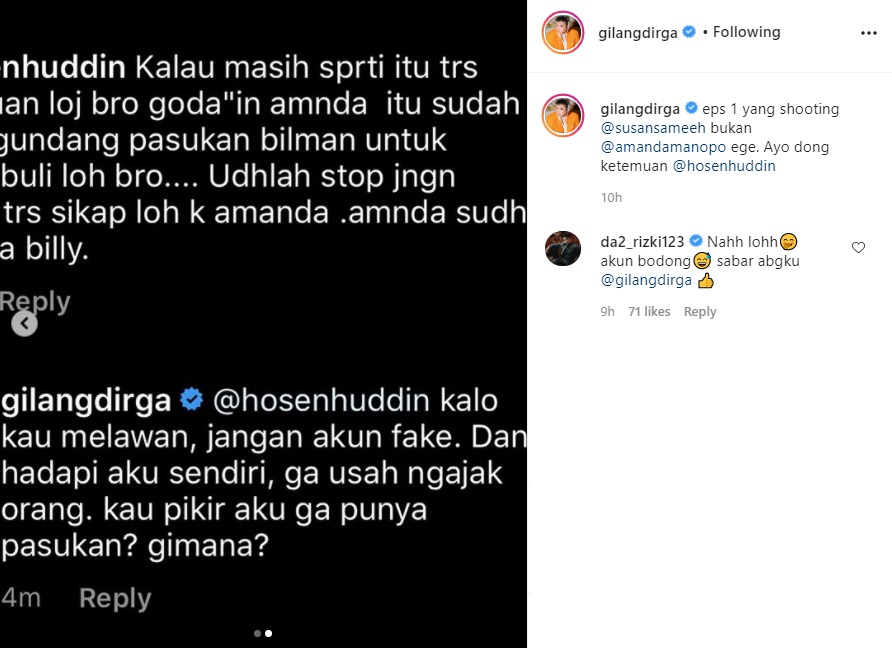 Gilang Dirga Tanggapi Cibiran Netizen, Rizki DA ‘Nimbrung’ Balik Diserbu Komentar Sinis