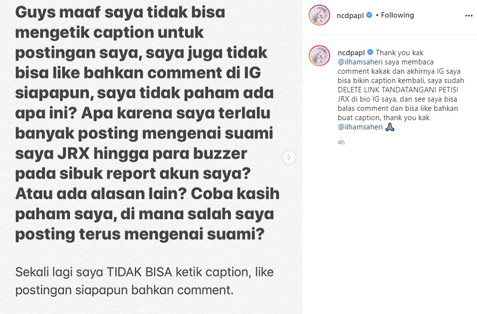 Akun Instagram Sempat Bermasalah, Nora Istri Jerinx SID Bingung Tanyakan Hal Ini