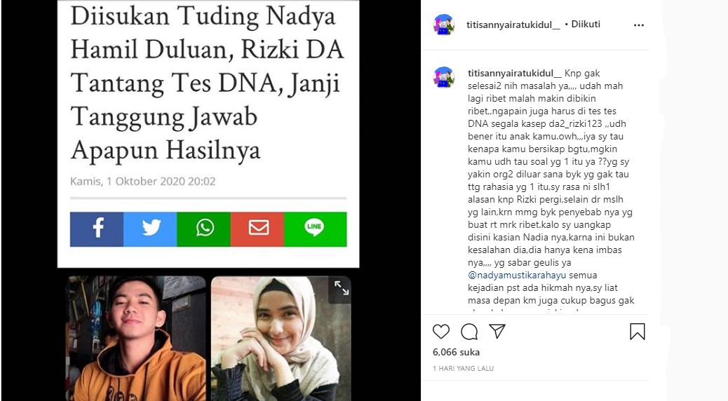 Peramal Nyai Ratu Kidul Benarkan Jabang Bayi Nadya Anak Rizki DA