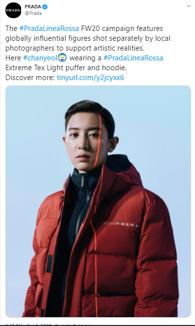 Satu-Satunya Pria, Chanyeol Jadi Wajah Baru Kampanye Prada Koleksi Linea Rossa Fall-Winter 2020