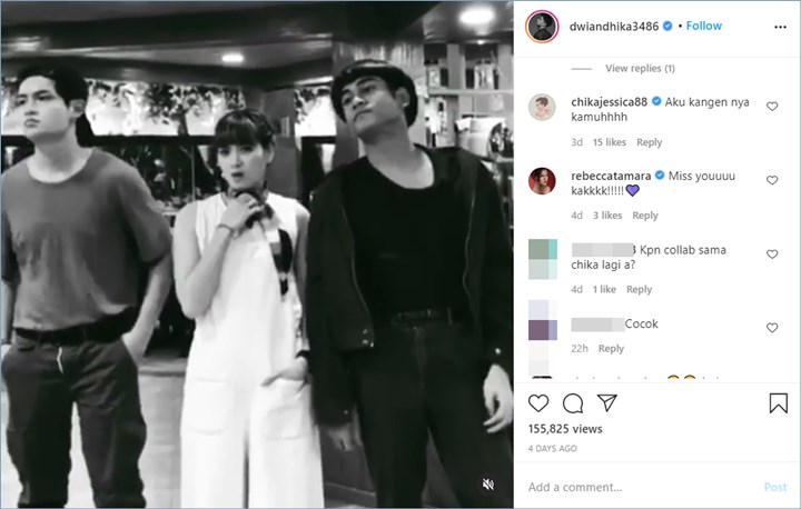 chika mengungkapkan rindu kepada dwi andhika melalui kolom komentar unggahan instagram