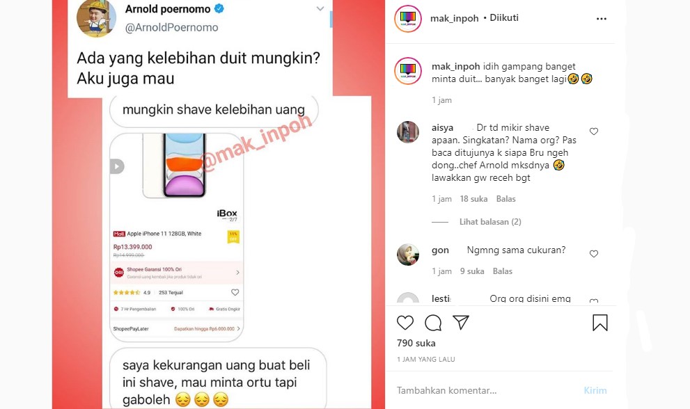 Chef Arnold Dapat DM Netizen \'Ngemis\' Minta Belikan HP