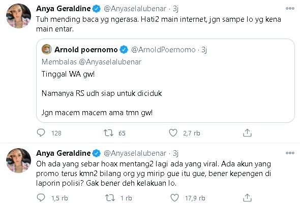 Anya Geraldine Tanggapi Tegas Soal Foto Bugil Viral Mirip Dirinya, Chef Arnold Sampai Turun Tangan