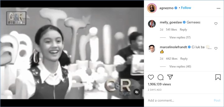 agnez mo membagikan salah satu cuplikan program yang ia pandu ketika masih kecil melalui akun Instagram pribadinya sontak disambut nostalgia