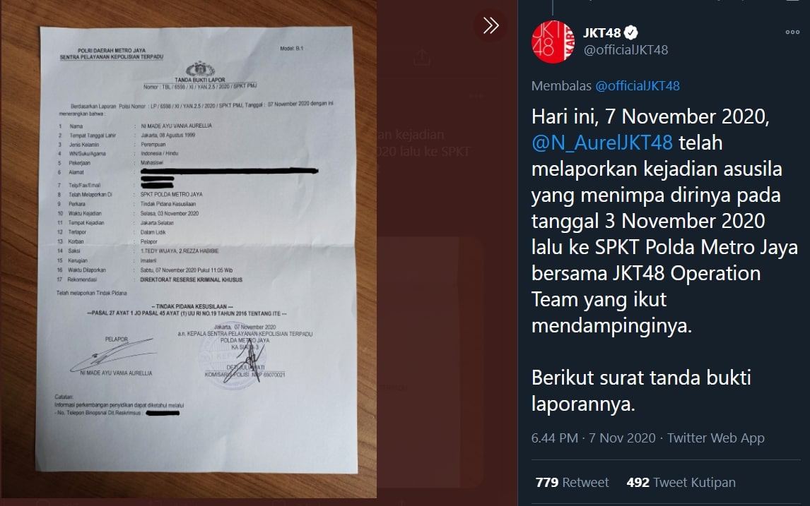 Aurel JKT48 Tempuh Jalur Hukum Usai Jadi Korban Pelecehan Seksual