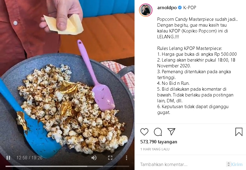 Popcorn Chef Arnold Dilelang Jadi Rebutan Hotman Paris Hingga Luna Maya, Ditawar Harga fantastis