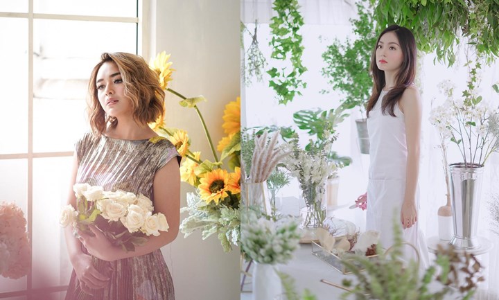 Sama-sama Background Bunga dan Ekspresi Serupa, Foto Amanda dan Wilona Beri Kesan Beda