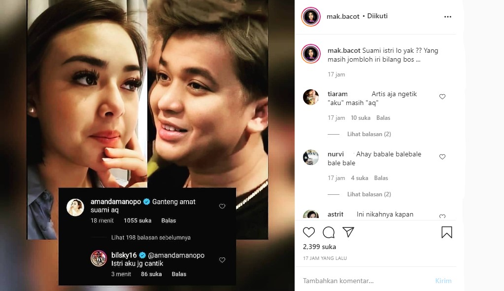 Billy Syahputra dan Amanda Manopo Saling Panggil Suami-Istri