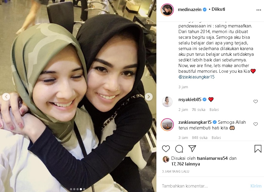 Sempat Berseteru, Potret Adem Medina Zein dan Zaskia Sungkar Saling Memaafkan Diserbu Ucapan Syukur