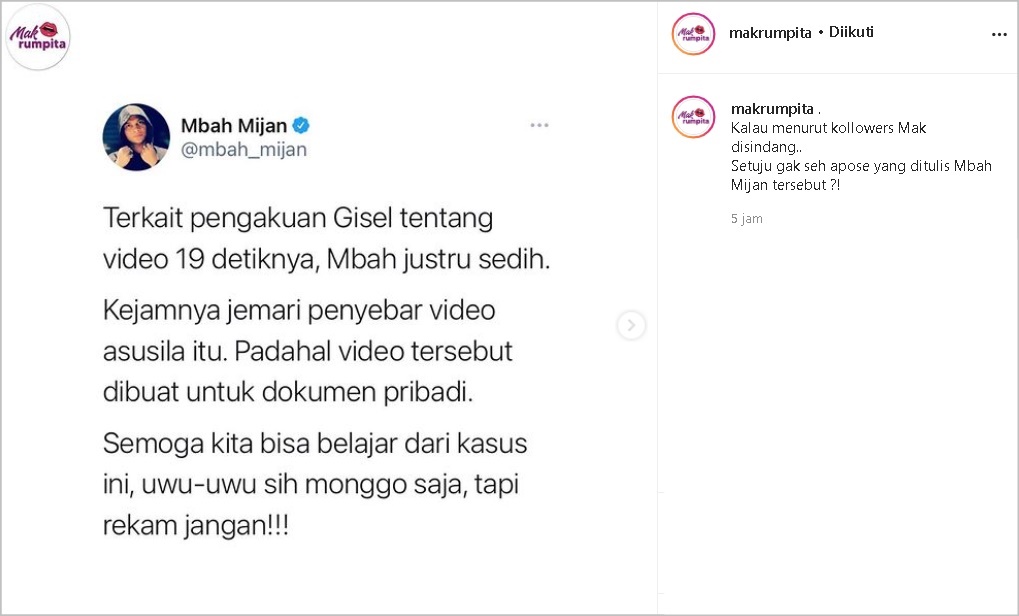 Tanggapi Pengakuan Gisel Soal Video 19 Detik, Mbah Mijan Justru Sedih