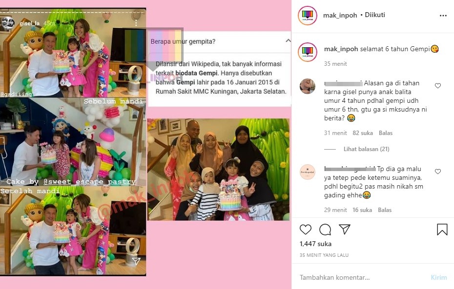 Gempi Ultah ke-6, Alasan Gisel Tak Ditahan Karena Anak Terkait Video Syur Justru Diungkit