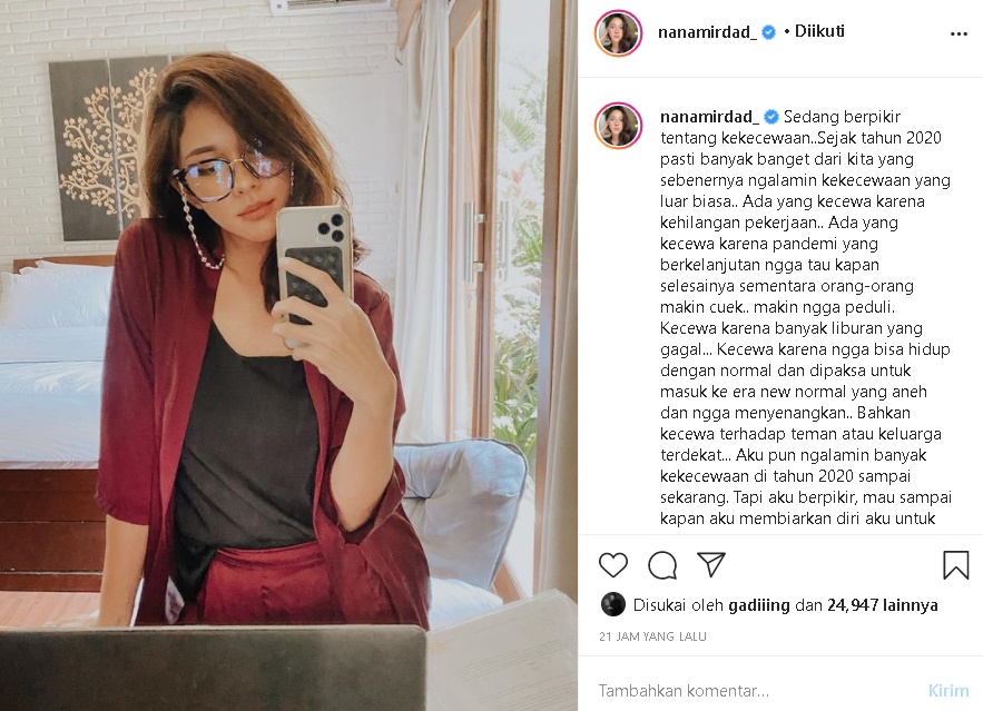Alami Banyak Kekecewaan di Tahun 2020, Nana Mirdad Ajak Move On dan Bangkit Lewat Pesan Positif