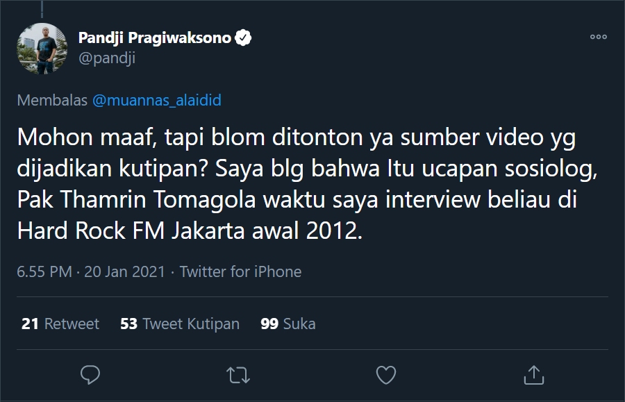 Pandji Pragiwaksono Klarifikasi Usai Kutip Pernyataan Soal Muhammadiyah dan NU, Masih Banjir Kritik