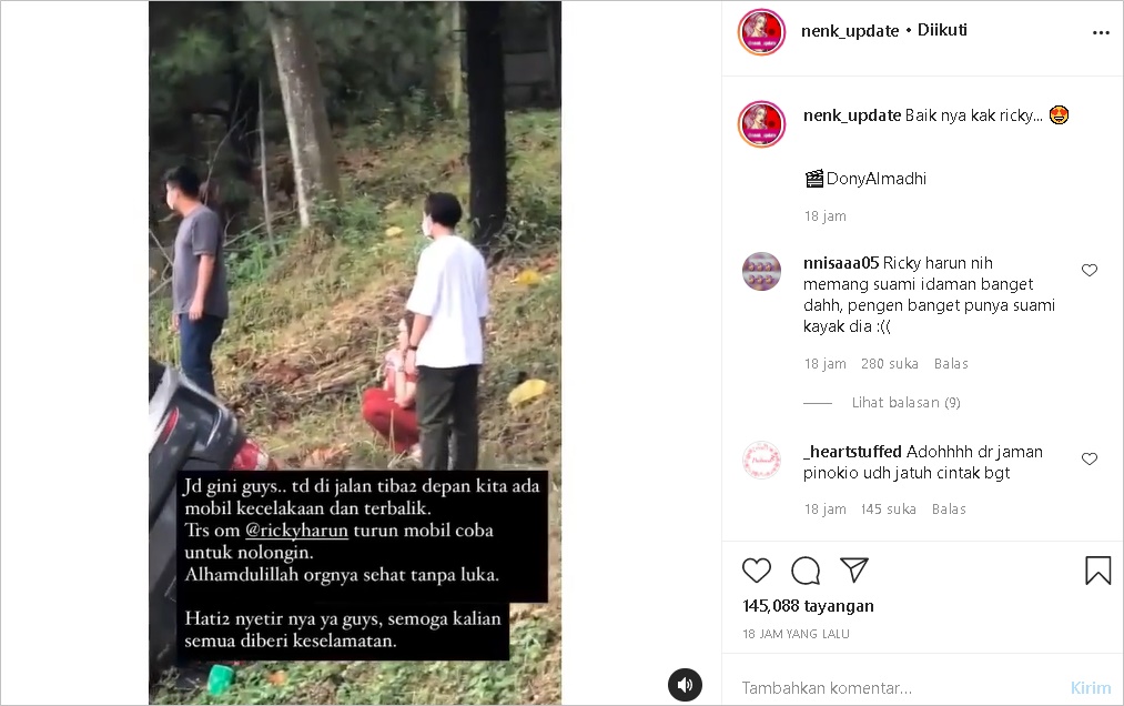 Aksi Ricky Harun Tolong Korban Kecelakaan Mobil Terbalik di Pinggir Jalan Diserbu Reaksi Salut