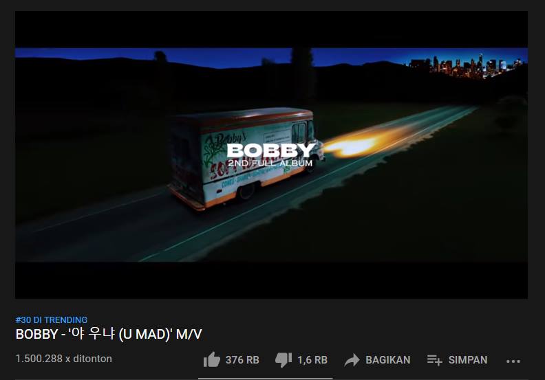 bobby ikon akhirnya melakukan comeback perdana setelah debut solo 3 tahun lalu dengan full album kedua serta merilis music video u mad