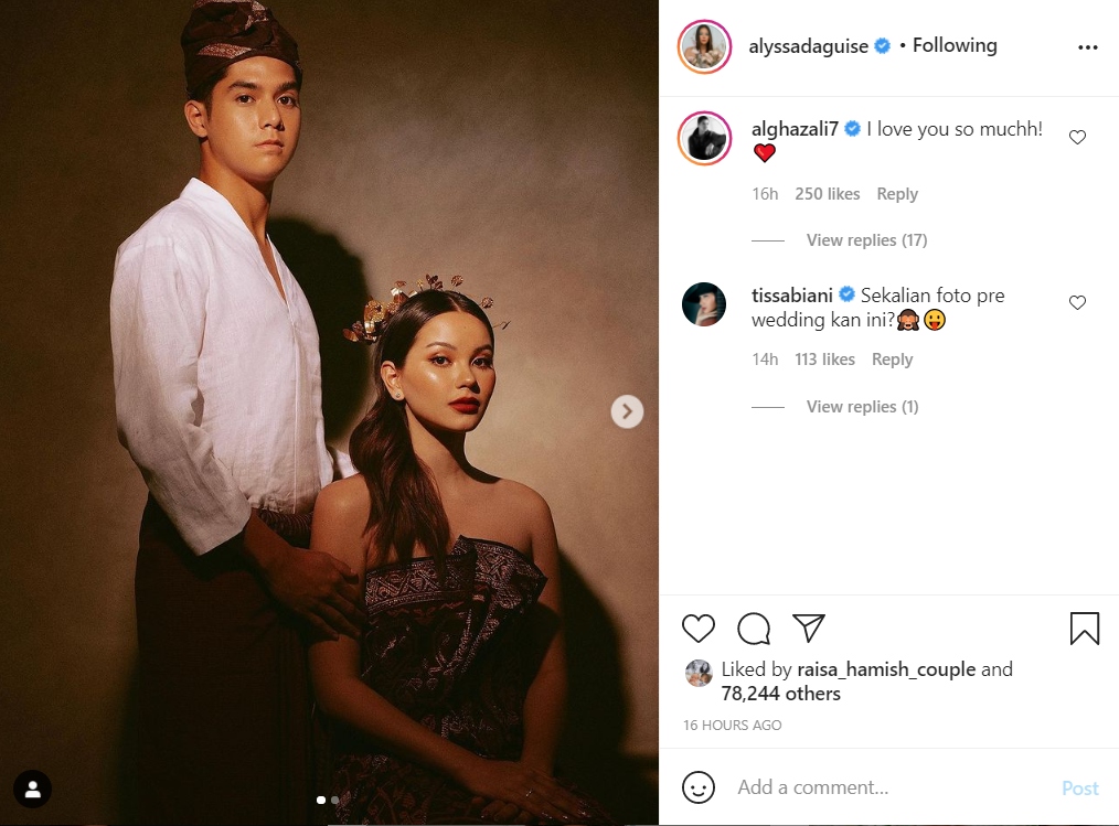 Al Ghazali dan Alyssa Daguise Unggah Foto Pakai Baju Adat, Tissa Biani: Sekalian Prewedding Ini?