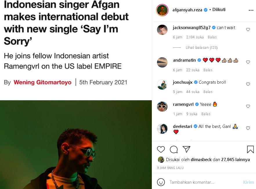 Afgan Tandai Debut Internasional Lewat Single ‘Say I’m Sorry’, Dukungan Jackson GOT7 Diserbu