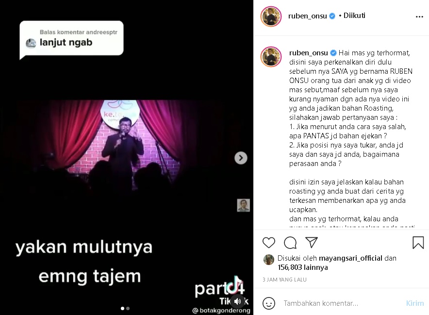Ruben Onsu Berang Sikap Betrand Peto ke Sarwendah Jadi Bahan Roasting, Rekan Artis Ikut Bereaksi