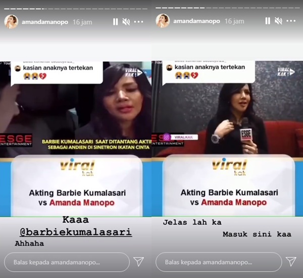 Akting Disindir Barbie Kumalasari, Amanda Manopo Justru Tertawa: Gantiin Boleh KakPhoto-INFO