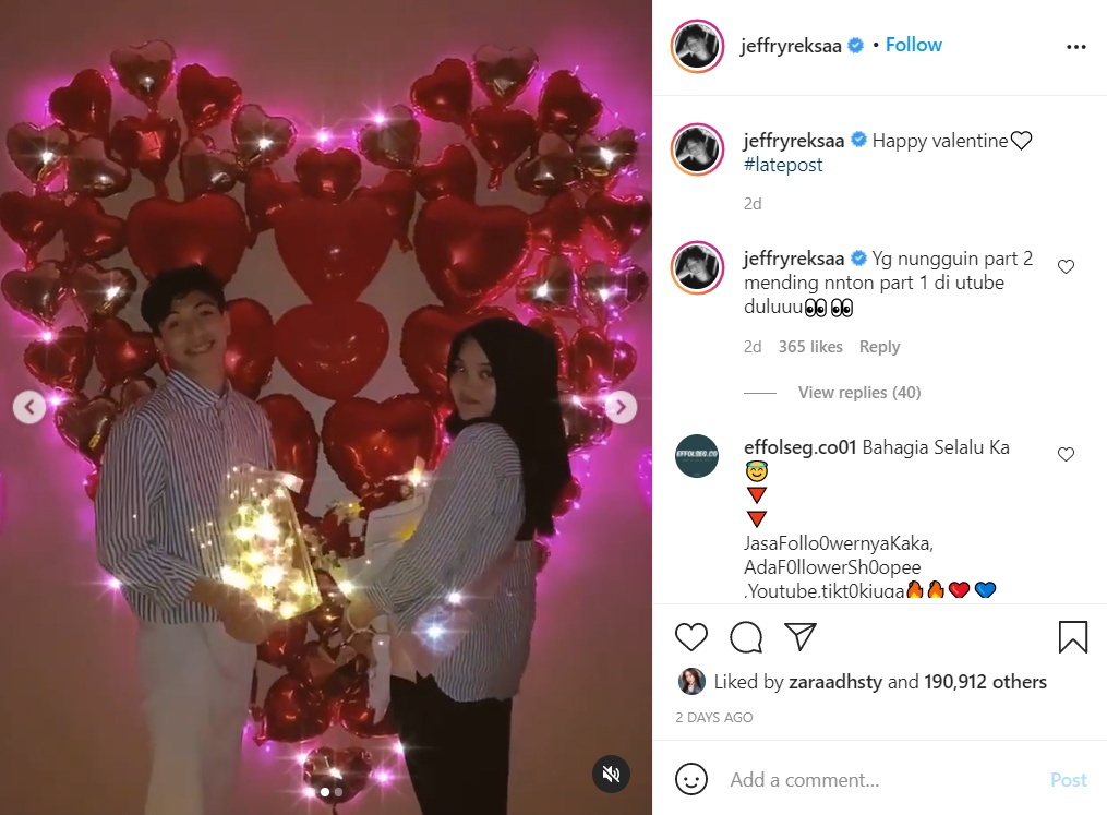 Jeffry Reksa Beri Kejutan Valentine Super Romantis untuk Putri Delina, Bikin Auto Meleleh