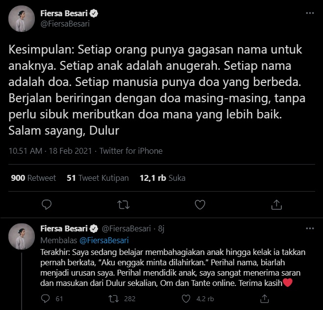 Meradang Nama Anaknya Disebut Jelek, Fiersa Besari Beri Pesan Menohok Sekaligus Bijak Ini