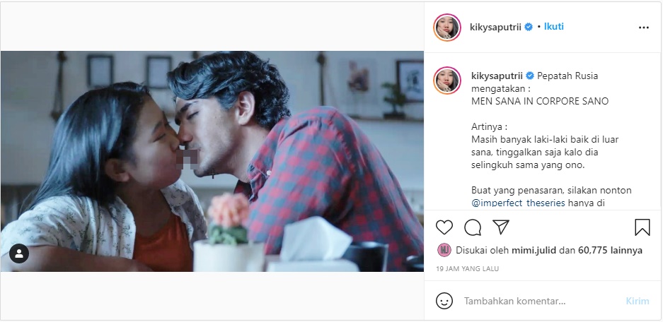 Heboh Kiky Saputri Pamer Foto Nyaris Ciuman Bibir dengan Reza Rahadian