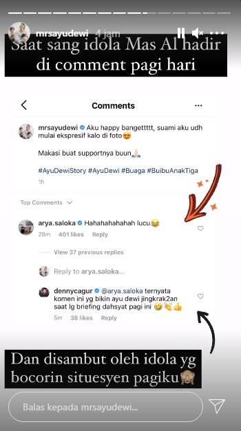 Fans Berat Aldebaran, Kehebohan Ayu Dewi Gara-gara Komentar Singkat Arya Saloka Diungkap Sosok Ini