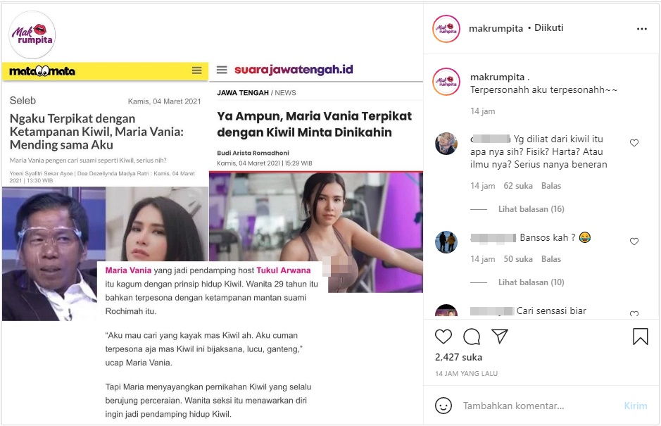 Ngaku Terpikat dengan Kiwil Hingga Minta Dinikahi, Maria Vania Malah Disindir Pansos