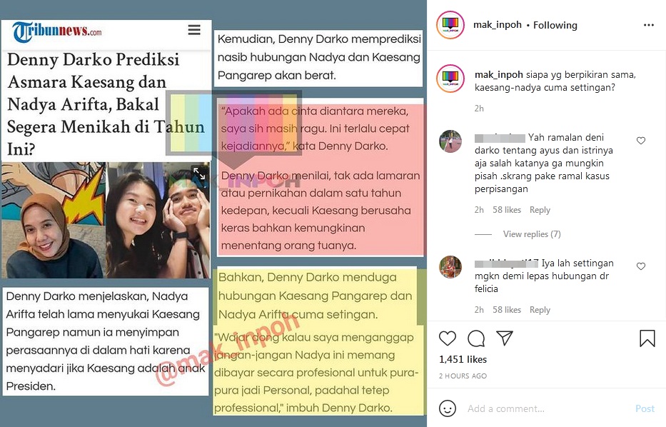 Denny Darko Ramal Kemungkinan Kaesang-Nadya Menikah Hingga Singgung Soal Settingan