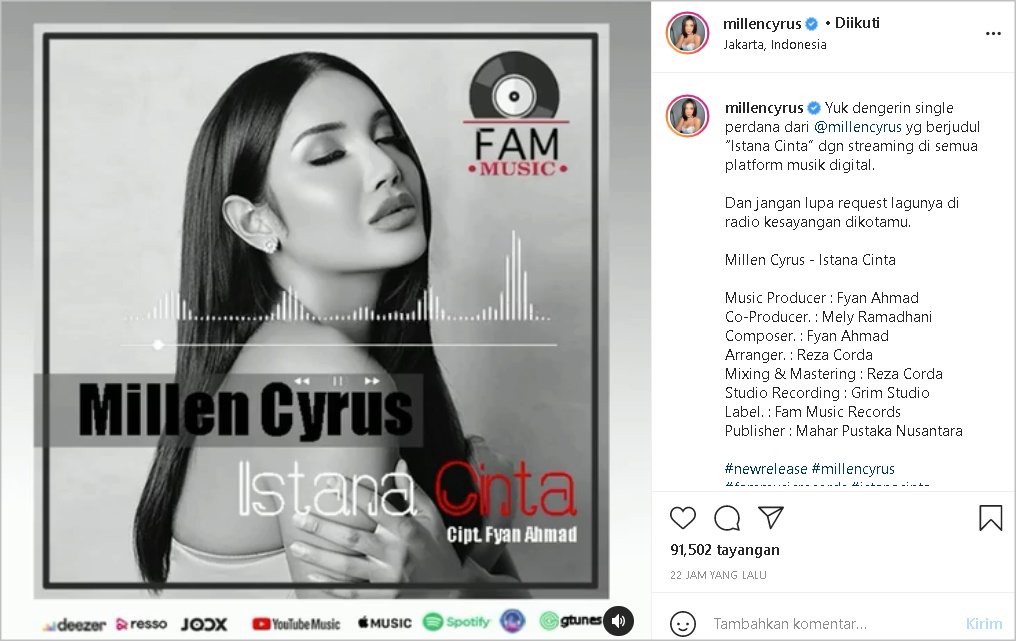 Suaranya Jadi Sorotan, Millendaru Rilis Single Perdana ‘Istana Cinta’ Disambut Positif