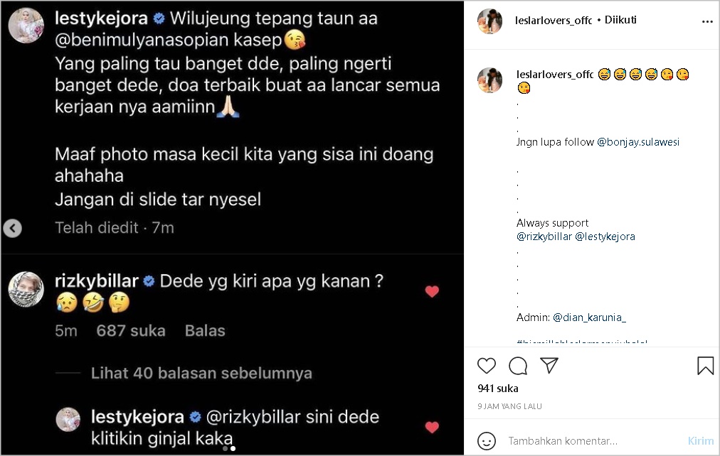 Lesty Kejora Cantik Berhijab di Foto Masa Kecil, Rizky Billar Hibur Fans Lewat Pertanyaan \'Jahil\'