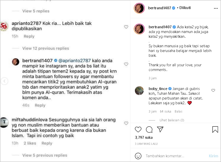 Sampaikan Amanah Wakaf Alquran Malah Dicibir Ria, Respons Bertrand Antolin Banjir Dukungan Penuh