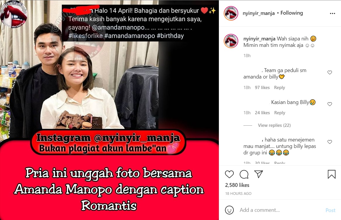 Pria Ini Terciduk Unggah Foto Bareng Amanda Manopo Hingga Tulis Caption Romantis, Netter: Pansos!