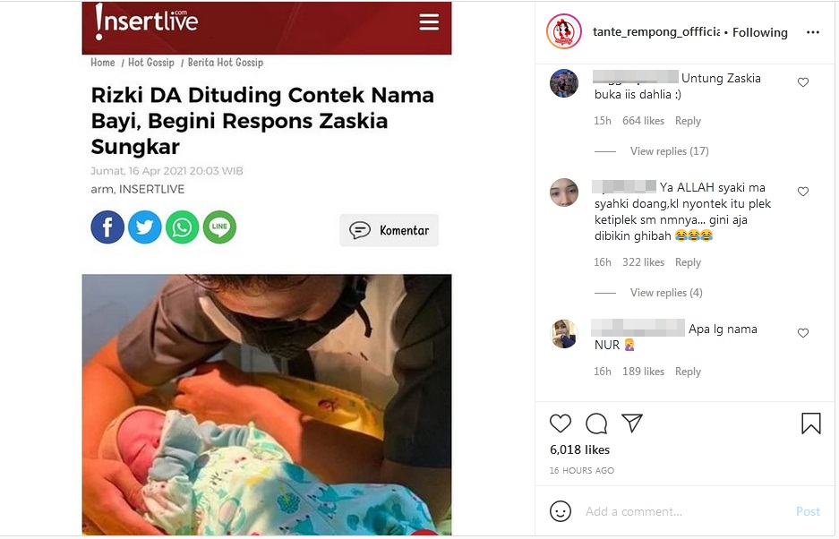 Respons Adem Zaskia Sungkar Soal Rizki DA Disebut Contek Nama Bayinya