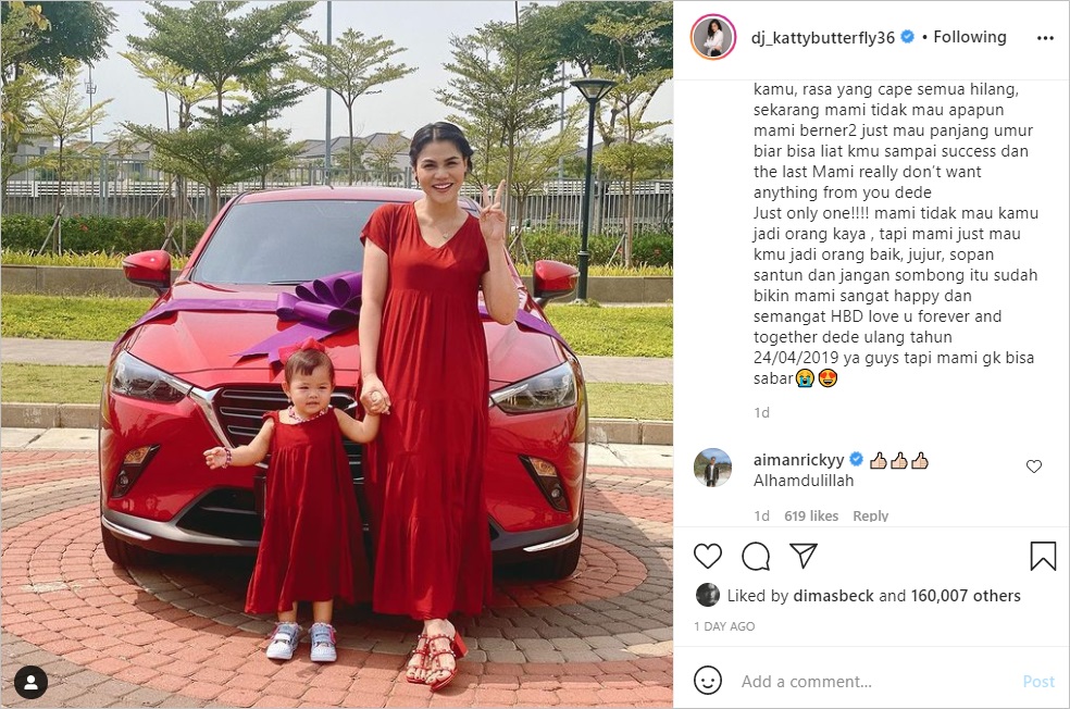 Katty Butterfly Hadiahi Mobil Hasil Kerja Keras untuk Ultah Sang Putri, Komentar Aiman Ricky Diserbu