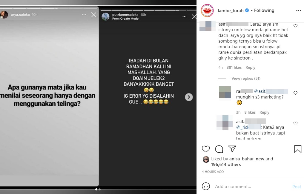 Reaksi Arya Saloka Usai Putri Anne Didoakan Jelek Haters Disorot, Gara-gara Unfollow Amanda Manopo?