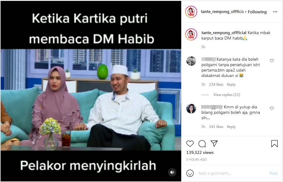 Banyak Wanita Minta Jadi Istri Kedua Habib Usman, Respons Kartika Putri Malah Dinyinyiri