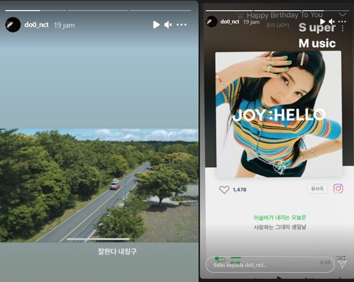 Doyoung NCT Puji Agensinya Hebat Saat Beri Dukungan Album Baru Joy Red Velvet