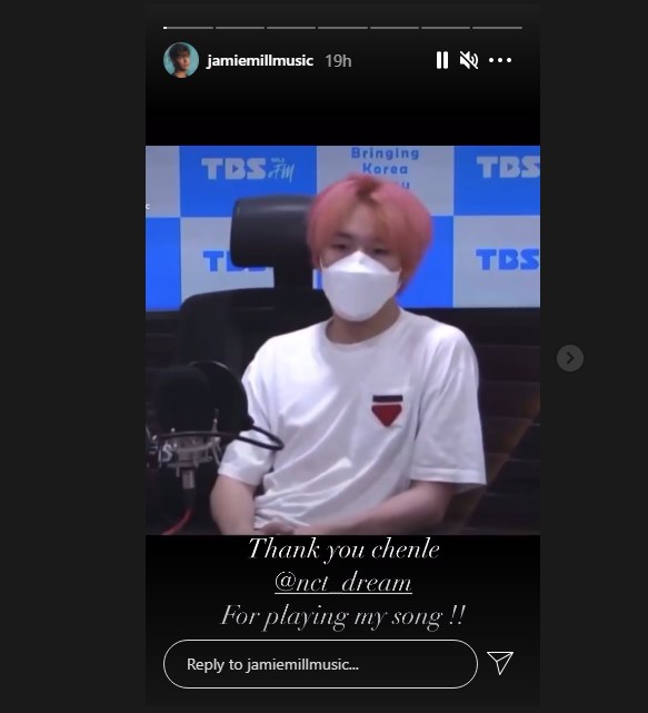 Jamie Miller membagikan video Chenle memutar lagu miliknya