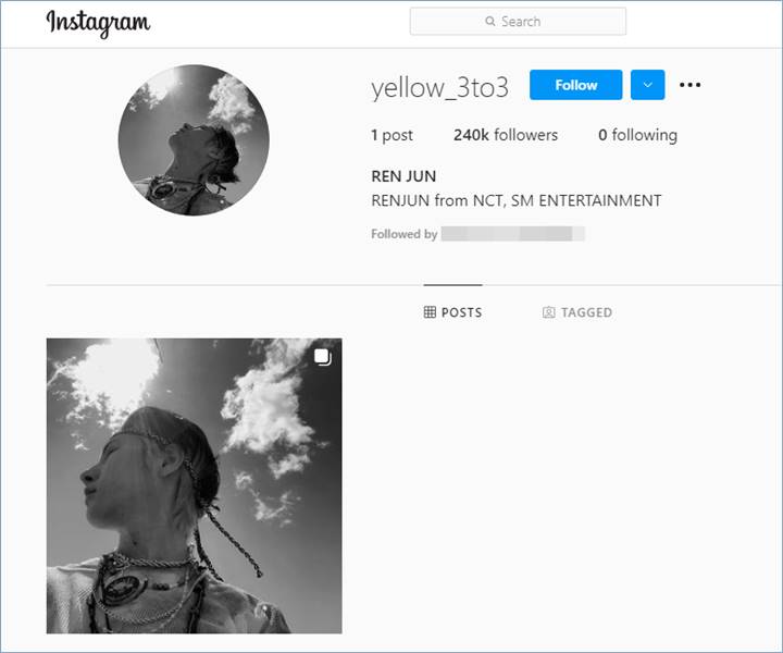 Renjun NCT mendapatkan lebih dari 240 ribu followers kurang dari 30 menit