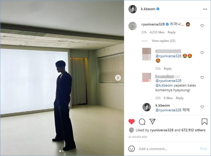 Kim Bum dan Ryu Hye Young kembali menunjukkan interaksi mereka melalui akun Instagram dengan saling komentar
