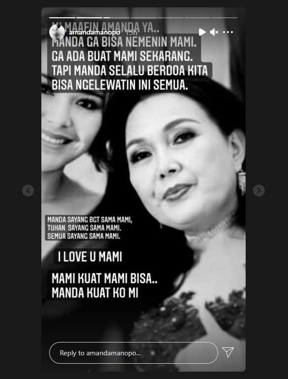 Unggah Foto Bareng Ibunda, Amanda Manopo Ucap Permintaan Maaf: Manda Kuat Kok Mi