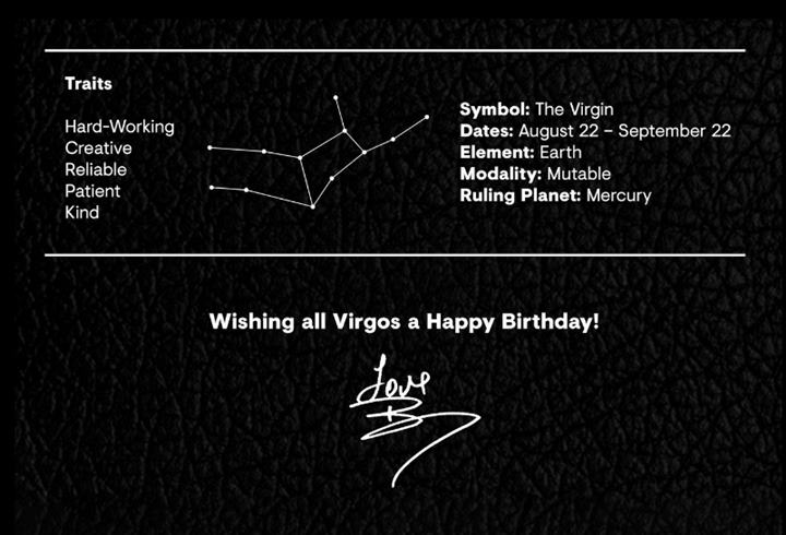 Beyonce mengucapkan selamat ulang tahun untuk sosok berzodiak Virgo