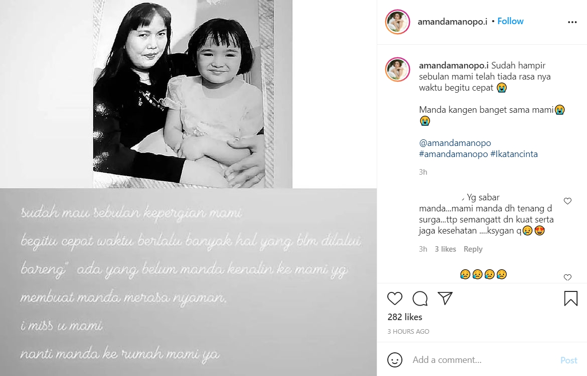 Pajang Foto Masa Kecil Bareng Mendiang Ibu, Amanda Manopo Juga Singgung Sosok Bikin Nyaman