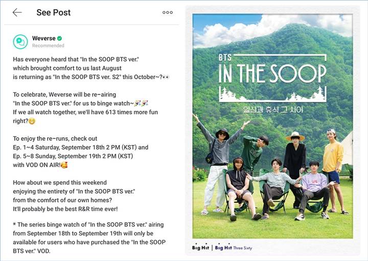 Pengumuman Weverse terkait dengan musim kedua \'BTS In The Soop\'