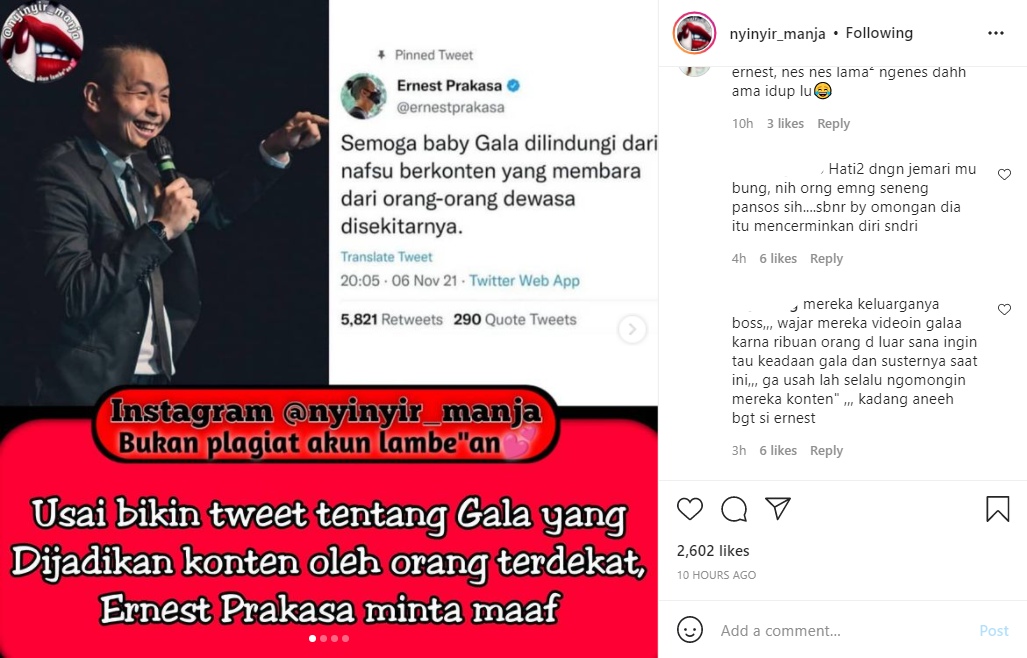 Ernest Prakasa Duga Anak Vanessa Angel dan Bibi Dieksploitasi oleh Orang Terdekat