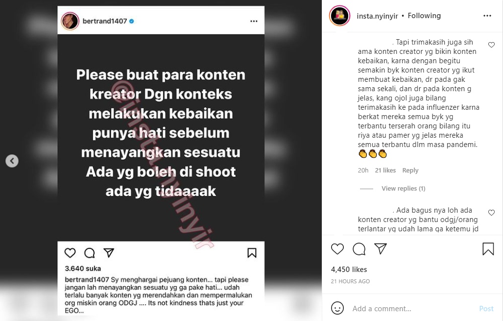 Bertrand Antolin Sentil Pejuang Konten Tentang ODGJ, Netter Justru Miliki Pendapat Lain