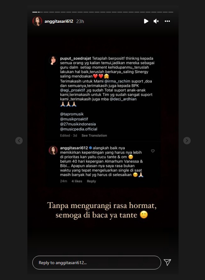 Anggita Sari Mendadak Sentil Ibu Sambung Vanessa Angel, Ingatkan Soal Ini