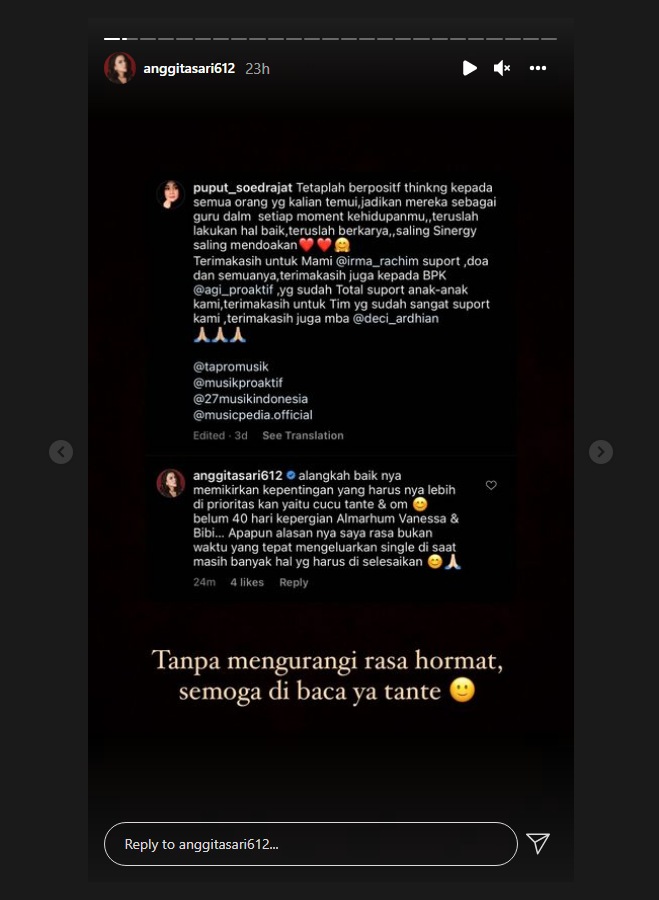 Anggita Sari Mendadak Sentil Ibu Sambung Vanessa Angel, Ingatkan Soal Ini