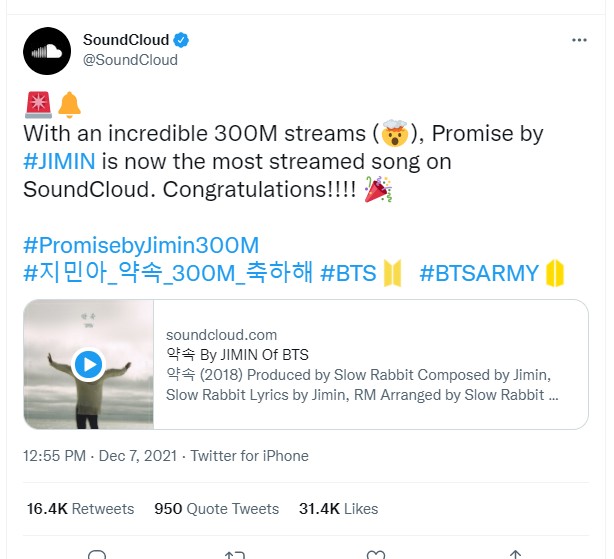 Jimin BTS Pecahkan Rekor di SoundCloud dengan Lagu Ciptaannya \'Promise\'